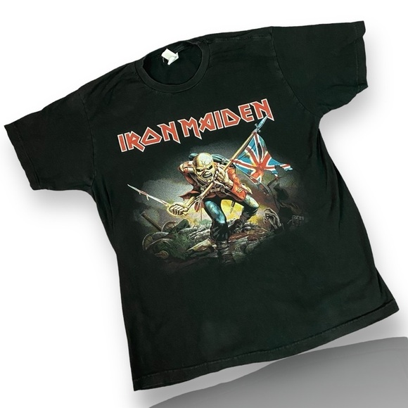 Vintage 90s Y2K Iron Maiden Eddie The Trooper Heavy Metal Band T-Shirt Tee Large - Picture 1 of 9